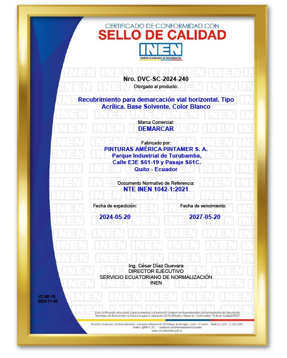 Certificado de Demarcar Acrílica Blanco